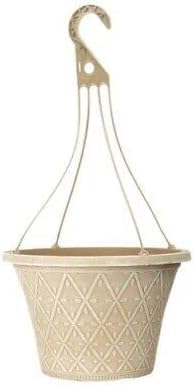 30cm Hanging Basket - Decorative Round Garden Flower Plant Pot | Woven Flower Outdoor Decorative Planter – Weatherproof Plastic with Drainage Holes –For Gardens & Balconies (Purple, Pack of 2)