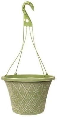 30cm Hanging Basket - Decorative Round Garden Flower Plant Pot | Woven Flower Outdoor Decorative Planter – Weatherproof Plastic with Drainage Holes –For Gardens & Balconies (Purple, Pack of 2)