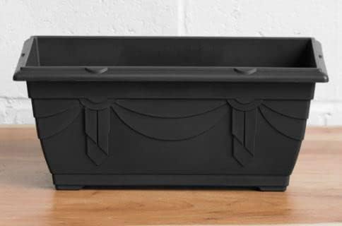 6 x Small Plastic Venetian Window Box Trough Planter Plant Pot 40cm Black Colour