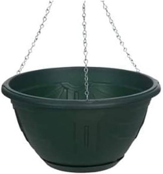 Flower and Herb Plastic Hanging Basket | Plant Saucer for Indoor Outdoor | Wall Planters | Plant Pots for Succulents | Hanging Flower Pots for Garden, Balcony - 32cm (Black - Pack 1)