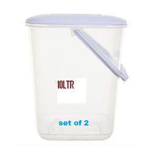 Whitefurze Minimalist 10L Plastic Canister Food Storer Storage CONTAINERS Set of 2 (25 x 23 x 30 cm) - Dry Foods - Airtight - Cylindrical - White