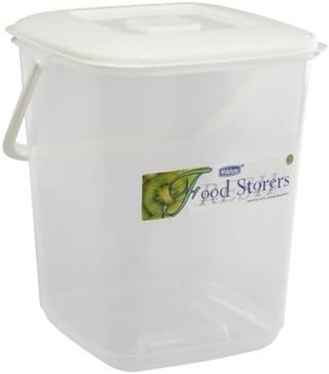 10L Durable Clear Plastic Food Storage Canister with Handle & Airtight Lid – Large Kitchen Container | Multipurpose for Flour, Rice, Cereal, Biscuits, Pet Food, Flour & Baking (Pack of 1)