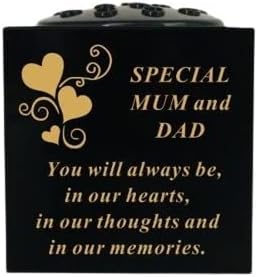 David Fischhoff Graveside Memorial Black & Gold Rose Bowl with Hearts - Special Mum and Dad