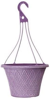 30cm Hanging Basket - Decorative Round Garden Flower Plant Pot | Woven Flower Outdoor Decorative Planter – Weatherproof Plastic with Drainage Holes –For Gardens & Balconies (Purple, Pack of 2)