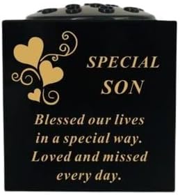 David Fischhoff Graveside Memorial Black & Gold Rose Bowl with Hearts - Special Son