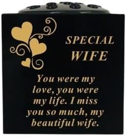 David Fischhoff Graveside Memorial Black & Gold Rose Bowl with Hearts - Special Wife