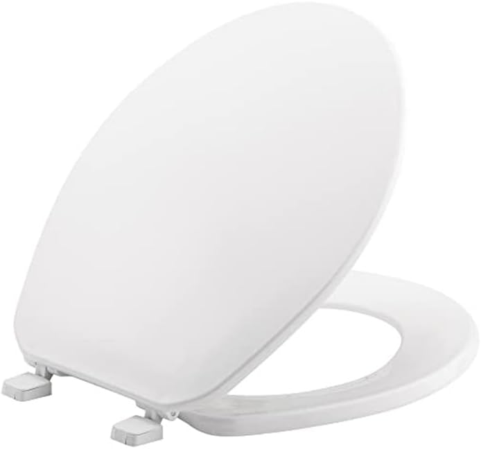 Soft Close Loo Seat Universal Fit | Heavy Duty Plastic Toilet Seat with Quiet Closing & Adjustable Hinges – White Toilet Seat with Fixings - 46 × 34cm