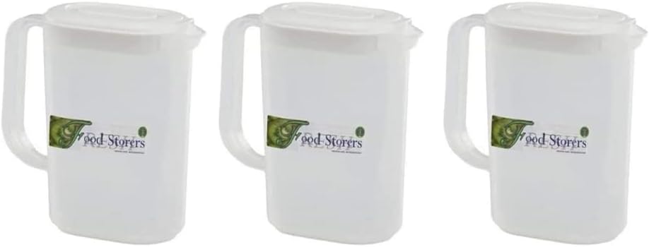 Plastic Jug Pitcher Set | BPA Free and Durable Fridge Door Jug with Lid | Airtight Measuring Container for Water, Milk, Juices & More | Simple Plastic Measuring Jug | 1.5 litres (Pack of 2)