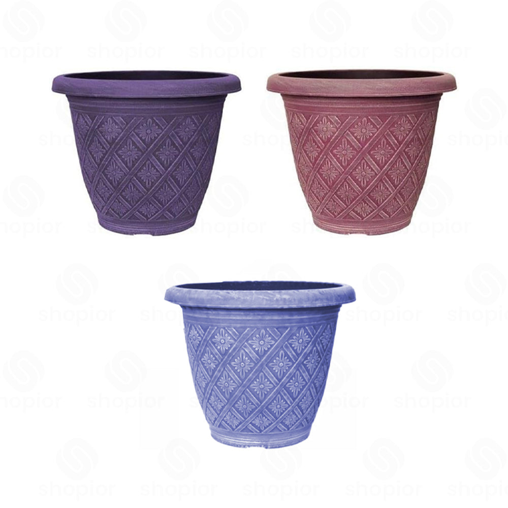 Woven Blossom Planter Decorative Plastic Plant Pot Indoor Outdoor Use | Flower Planter for Patio