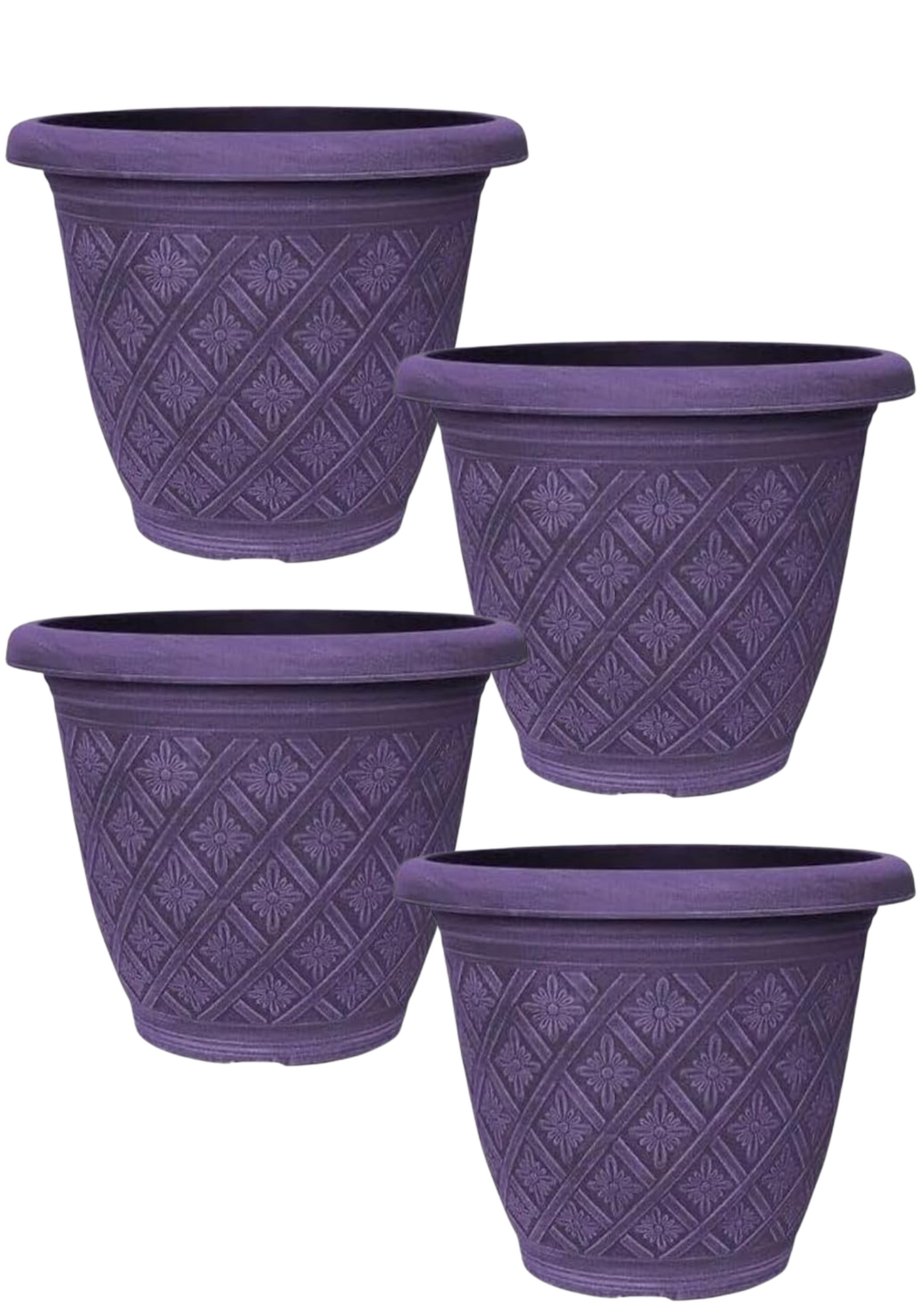 33cm 13inch Round Garden Plant Pot – Outdoor Decorative Planter – Weatherproof Plastic Woven Flower Pot with Drainage Holes – Indoor Outdoor Pot for Gardens, Balconies & Windowsills (Blue, Pack 2)