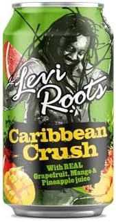 Levi Roots Caribbean Crush – Sparkling Fruit Juice Drink – Grapefruit, Mango & Pineapple – 24 x 330ml Cans – Vegetarian – Tropical Flavour – Party & Vending Pack