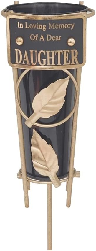 Graveside Memorial Flower Holder Vase – Durable Metal Spike Grave Decoration | Elegant Tribute for Loved Ones, Durable Cemetery Ornament for Flowers & Loving Remembrance – Black (Husband)