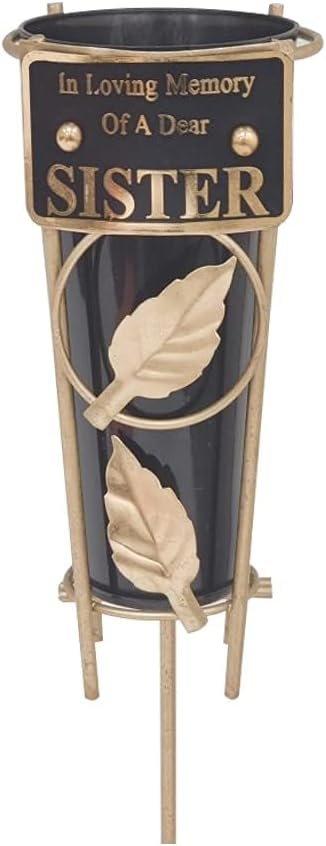 Graveside Memorial Flower Holder Vase – Durable Metal Spike Grave Decoration | Elegant Tribute for Loved Ones, Durable Cemetery Ornament for Flowers & Loving Remembrance – Black (Husband)