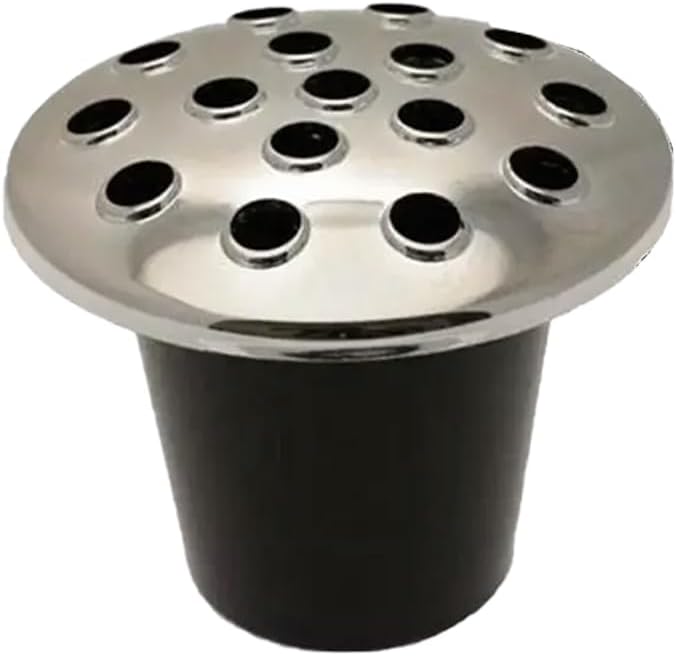 Black Plastic Grave Vase with Lid – Memorial Flower Holder for Headstones, Cemetery Vase for Artificial & Fresh Flowers | Weatherproof Grave Flower Pot for Marble or Stone Memorials – (2, Silver-Top)
