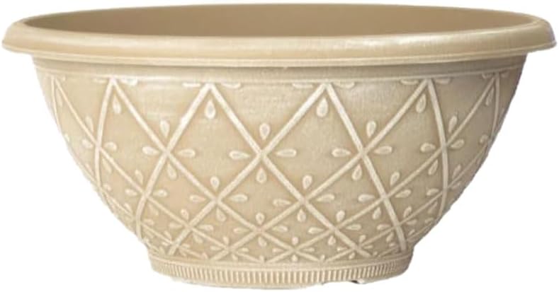 shopior Plastic Prisma Bowl Planter – Round Garden Flower Pot with Drainage Holes, Weatherproof Durable Plastic, Outdoor & Indoor Plant Pot for Home, Patio, Balcony & Garden (MossGreen-30cm, Pack 1)