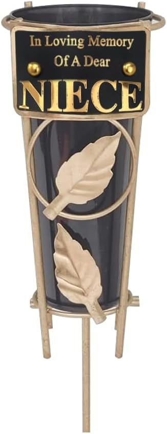 Grave Vases with Spike Grave Ornaments - Memorial Plaques/Black Vases Flower Holders with Personalised Quotes; Metal Spikes Grave Decorations in Loving Memory of your Loved Ones (Wife)