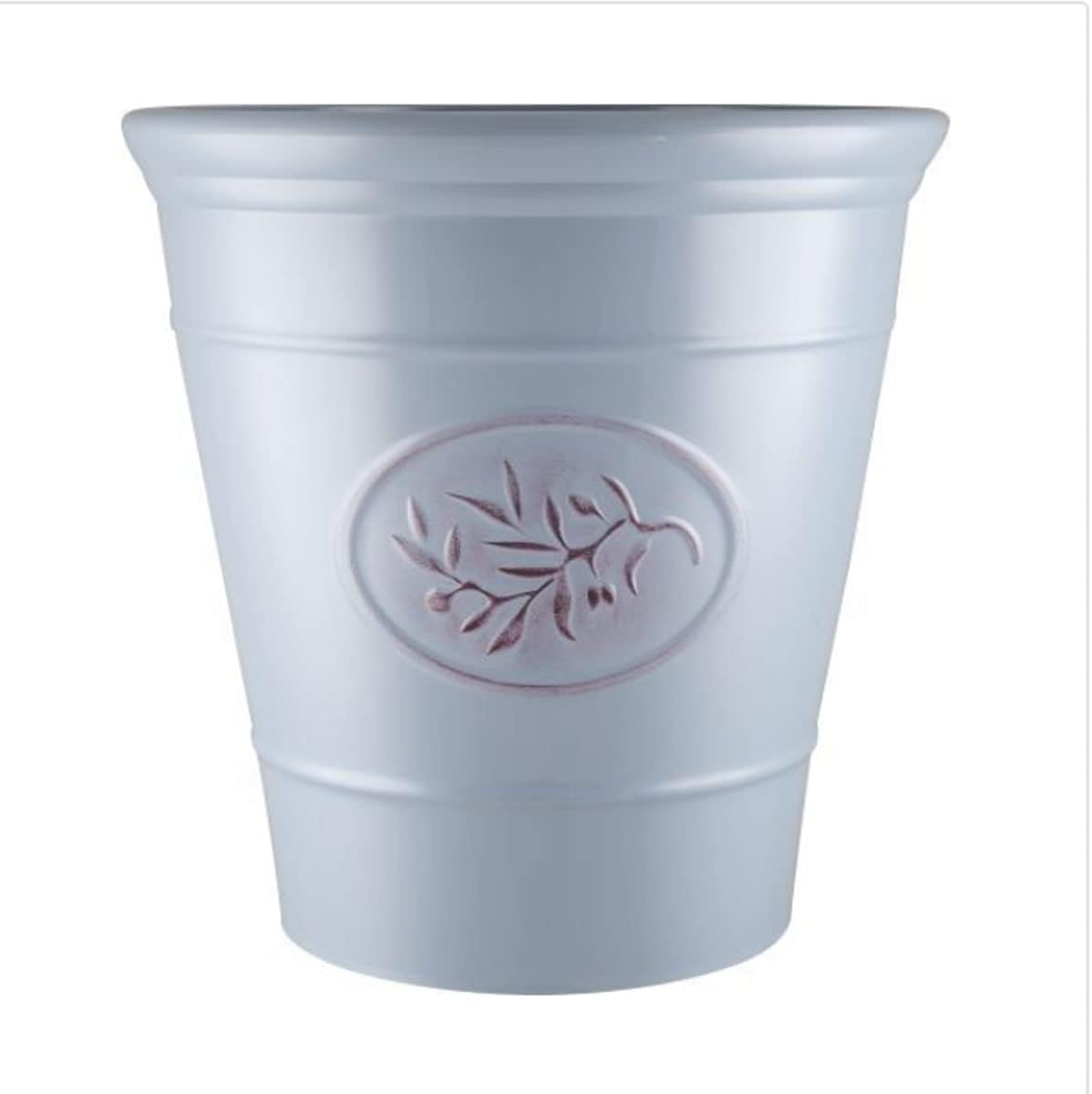 Outdoor Classic Olive Plastic Planter With Glossy Finish 23cm Frost Proof Long Lasting Flower Pot Garden Planter-Grey