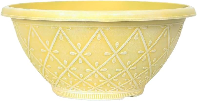 shopior Plastic Prisma Bowl Planter – Round Garden Flower Pot with Drainage Holes, Weatherproof Durable Plastic, Outdoor & Indoor Plant Pot for Home, Patio, Balcony & Garden (MossGreen-30cm, Pack 1)