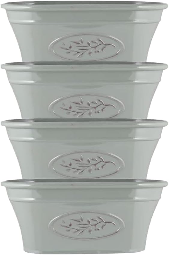 shopior Classic Olive Plastic Planter Trough for Gardening – Flowers Pot with Glossy Finish Weatherproof Plant Pot with Drainage Holes – Gardens, Balconies & Windowsills | 38cm (38cm-Green, Pack 2)