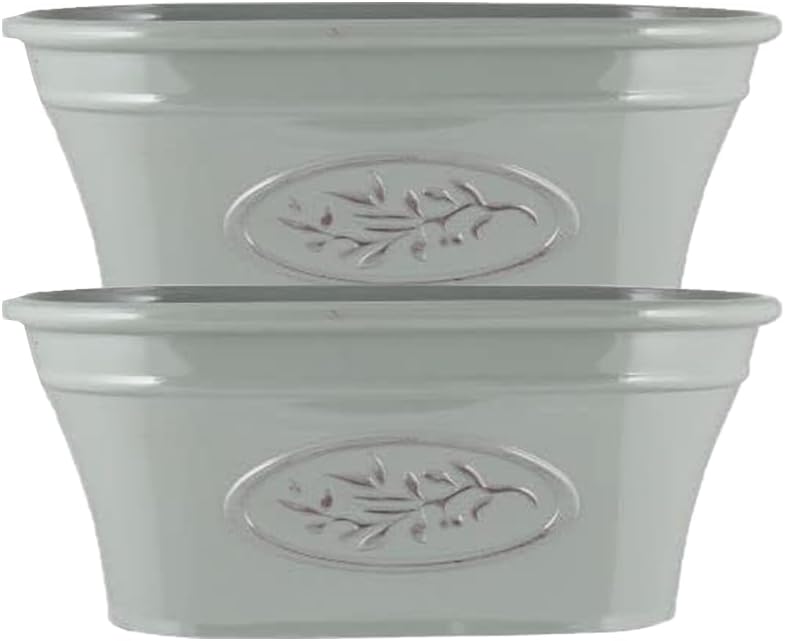 shopior Classic Olive Plastic Planter Trough for Gardening – Flowers Pot with Glossy Finish Weatherproof Plant Pot with Drainage Holes – Gardens, Balconies & Windowsills | 38cm (38cm-Green, Pack 2)