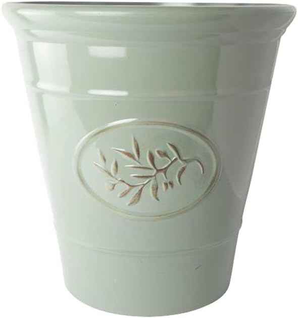 Classic Olive Plastic Planter for Gardening – Outdoor & Indoor Flowers Pot with Glossy Finish | Weatherproof Plant Pot with Drainage Holes – Flower Pots for Gardens & Balconies (Grey, 23cm-Pack 2)