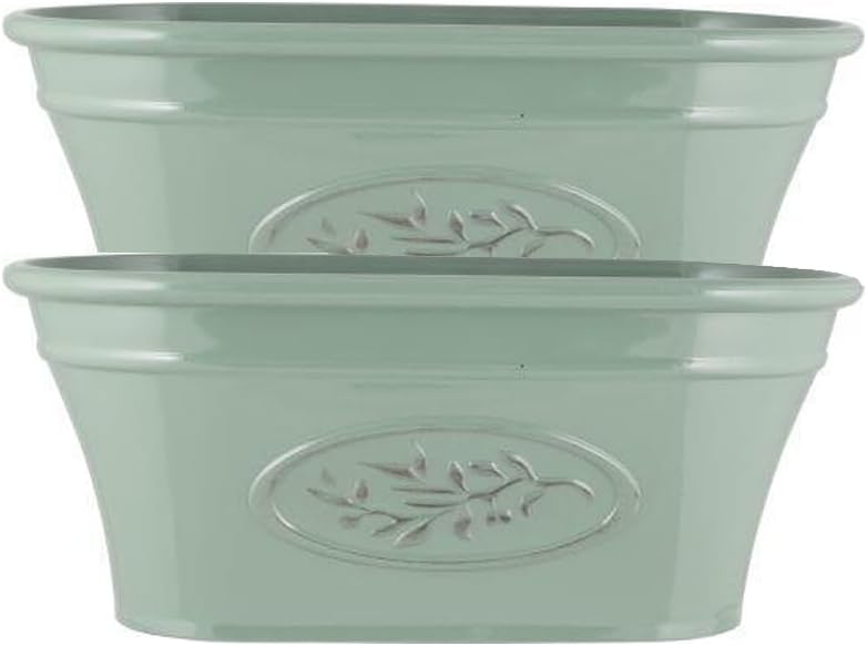shopior Classic Olive Plastic Planter Trough for Gardening – Flowers Pot with Glossy Finish Weatherproof Plant Pot with Drainage Holes – Gardens, Balconies & Windowsills | 38cm (38cm-Green, Pack 2)