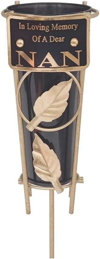 Graveside Memorial Flower Holder Vase – Durable Metal Spike Grave Decoration | Elegant Tribute for Loved Ones, Durable Cemetery Ornament for Flowers & Loving Remembrance – Black (Husband)