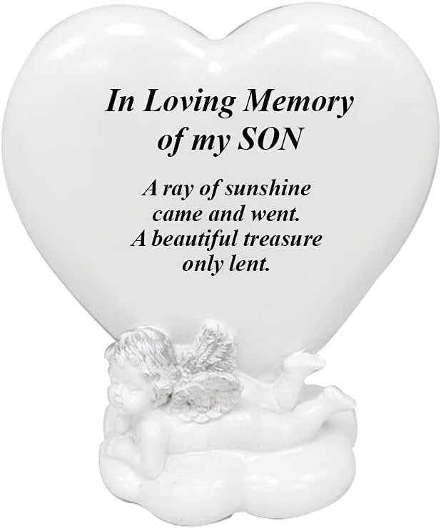 OnlineStreet Memorial Heart Plaques Grave Cherub Ornaments - Personalised Grave Decoration Plaques, Cherub, Engraved with Remembrance Quotes in Loving Memory of your Special Ones (Husband)
