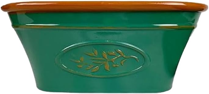shopior Classic Olive Plastic Planter Trough for Gardening – Flowers Pot with Glossy Finish Weatherproof Plant Pot with Drainage Holes – Gardens, Balconies & Windowsills | 38cm (38cm-Green, Pack 2)