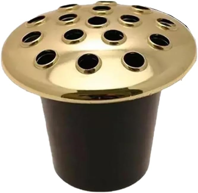Black Plastic Grave Vase with Lid – Memorial Flower Holder for Headstones, Cemetery Vase for Artificial & Fresh Flowers | Weatherproof Grave Flower Pot for Marble or Stone Memorials – (2, Silver-Top)