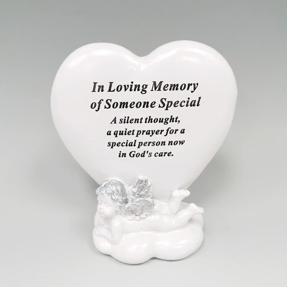 Memorial Heart Plaques Grave Cherub Ornaments - Personalised Grave Decoration Plaques, Cherub, Engraved with Remembrance Quotes in Loving Memory of your Special Ones (Someone Special)