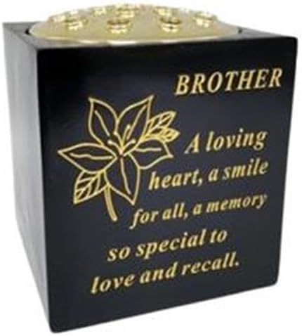 Graveside Memorial Vase – Weatherproof Grave Flower Container with Removable Lid – Elegant Cemetery Tribute Vase | Remembrance Ornament, Sympathy Gift for Loved One (Brother)