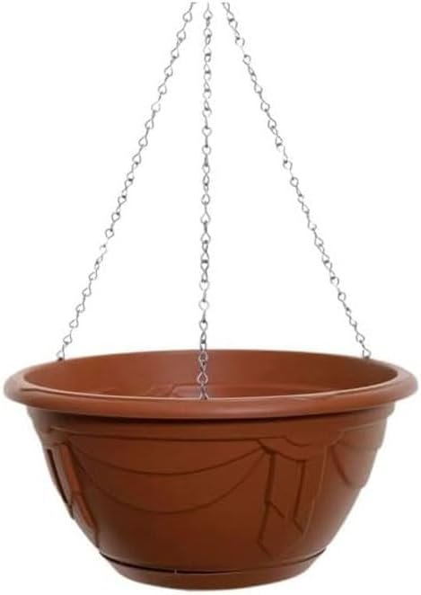 Flower and Herb Plastic Hanging Basket | Plant Saucer for Indoor Outdoor | Wall Planters | Plant Pots for Succulents | Hanging Flower Pots for Garden, Balcony - 32cm (Black - Pack 1)