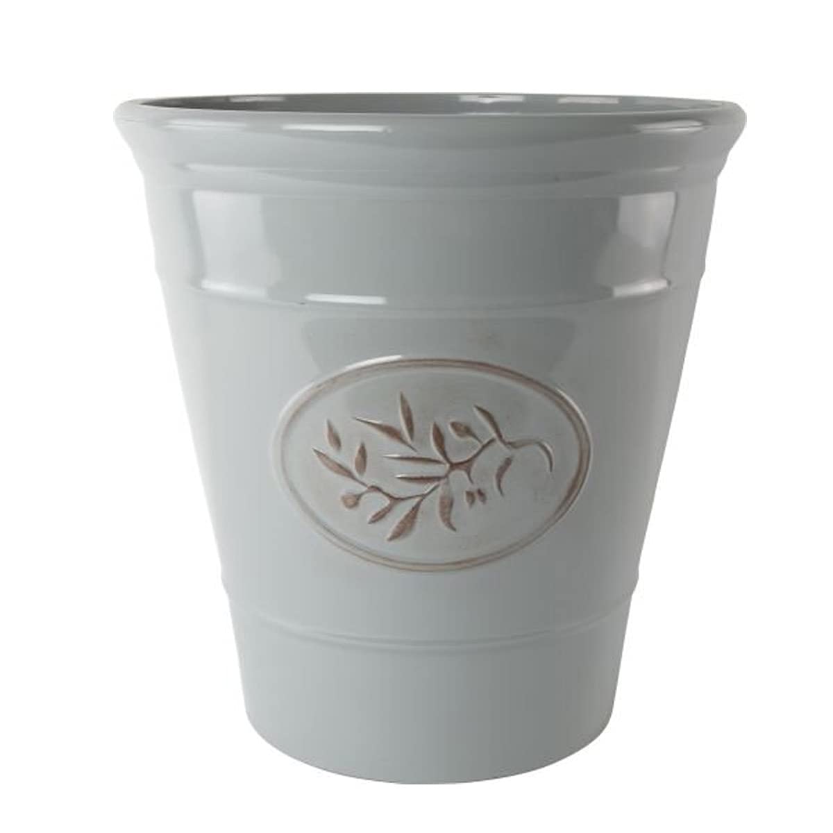 Outdoor Classic Olive Plastic Planter With Glossy Finish 23cm Frost Proof Long Lasting Flower Pot Garden Planter-Grey