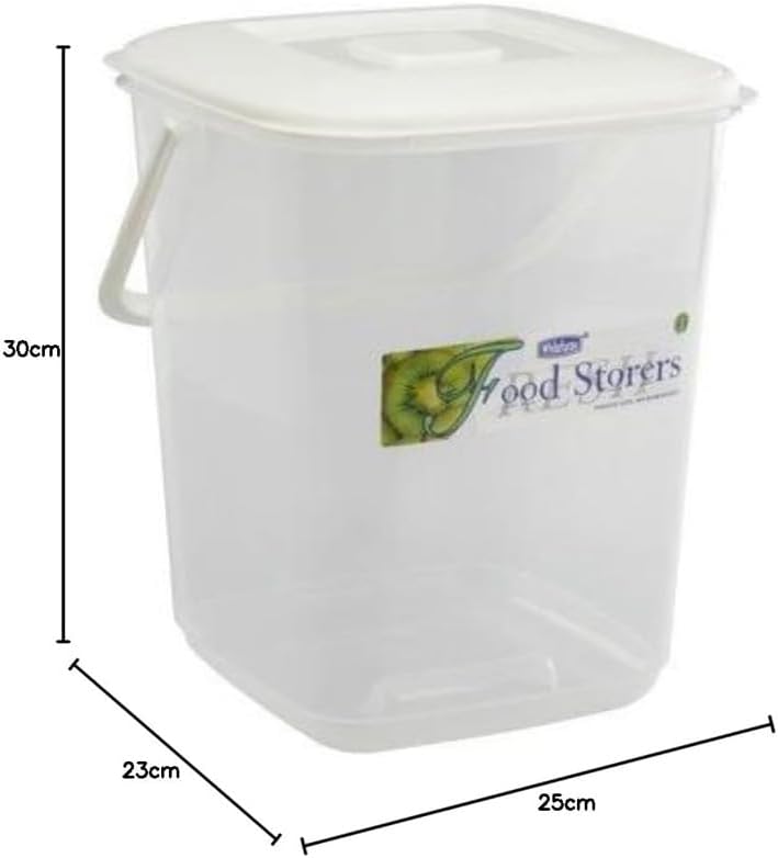10L Durable Clear Plastic Food Storage Canister with Handle & Airtight Lid – Large Kitchen Container | Multipurpose for Flour, Rice, Cereal, Biscuits, Pet Food, Flour & Baking (Pack of 1)
