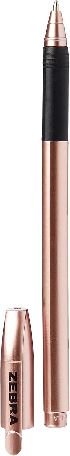 Zebra Pen Z Grip Black Pens Ballpoint, Super Trendy Rose Gold Ballpoint Pens With Triangular Barrel, Black Ink, Reliable Black Biro Multipack For Everyday Use - Medium Point, 3 pk