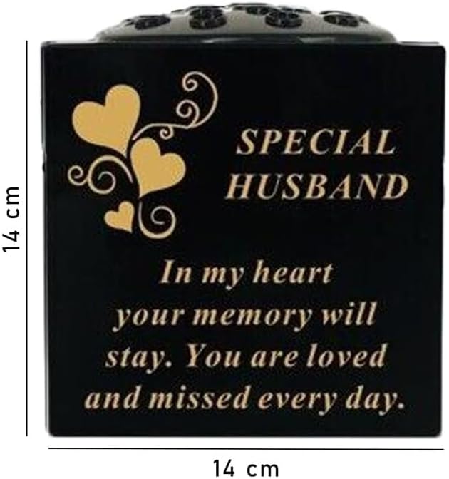 Graveside Memorial Rose Bowl Vase – Weatherproof Grave Flower Container with Removable Lid – Elegant Cemetery Tribute Vase | Remembrance Ornament, Sympathy Gift for Loved One (Husband)