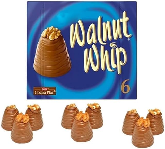 Walnut Whip Chocolate Gift Box – Classic Milk Chocolate with Creamy Centre & Walnut Topping | Treats for Kids | Choco Gift for Birthdays, Xmas, Hampers & Sharing - 180g (6 x 30g) (Pack 1)
