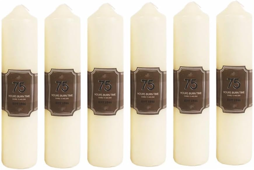 White Unscented Block Candle Gift Set | Large Pillar Candles | Non-Drip Wax Candles for Church, Xmas, Home Decor | Multi Purpose Indoor Outdoor Votive Candles | Long Burn Time (75 Hour, Pack 1)