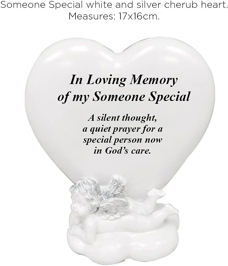 Memorial Heart Plaques Grave Cherub Ornaments - Personalised Grave Decoration Plaques, Cherub, Engraved with Remembrance Quotes in Loving Memory of your Special Ones (Someone Special)