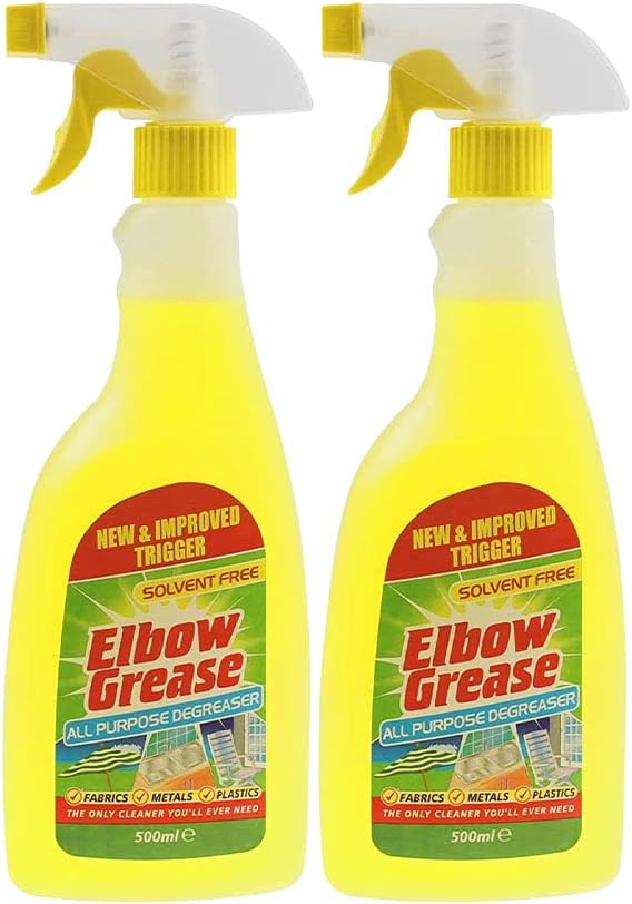 Elbow Grease All Purpose Kitchen/Floor/Tile/Wall/Bathroom/Glass/Carpet Cleaner - Elbow Grease Clothes Stain Remover - AntiBacterial Sticky Stuff Remover Spray (500 ml) (Pack of 2)