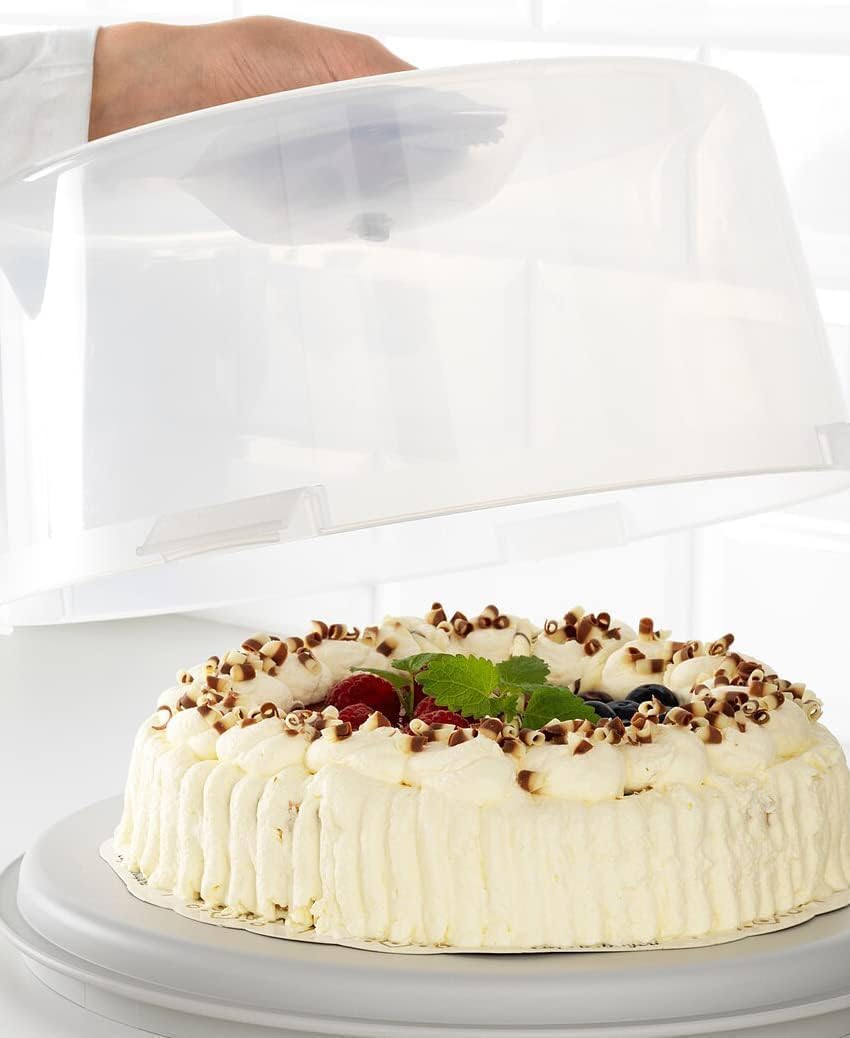 Airtight BPA-free Plastic Reusable Storage Cake Box | Portable Takeaway Food Storage Container with Lid | Cake Carrier with Handle Box | Lockable Cover Box Multipack (Plastic, Three Pack Square)