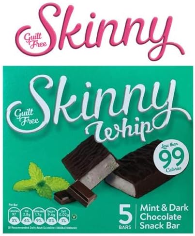 New Skinny Whip Snack Bars Less Than 99 Calories 5 Variations Multi-Pack (Mint & Dark Chocolate, 2 Boxes)