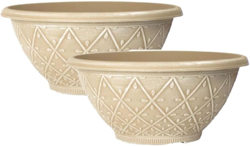 shopior Plastic Prisma Bowl Planter – Round Garden Flower Pot with Drainage Holes, Weatherproof Durable Plastic, Outdoor & Indoor Plant Pot for Home, Patio, Balcony & Garden (MossGreen-30cm, Pack 1)