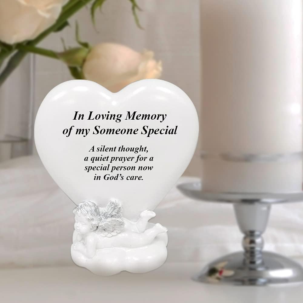 Memorial Heart Plaques Grave Cherub Ornaments - Personalised Grave Decoration Plaques, Cherub, Engraved with Remembrance Quotes in Loving Memory of your Special Ones (Someone Special)