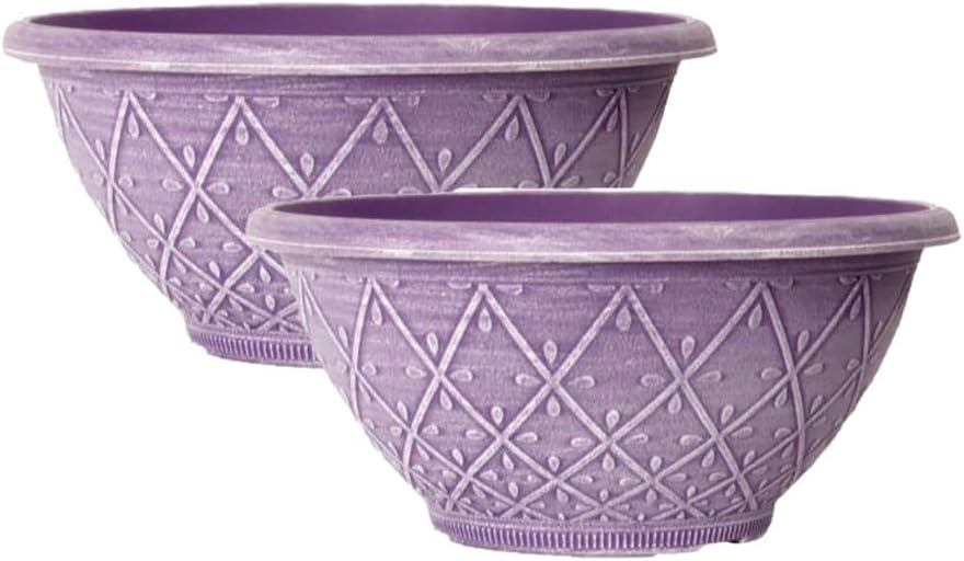 shopior Plastic Prisma Bowl Planter – Round Garden Flower Pot with Drainage Holes, Weatherproof Durable Plastic, Outdoor & Indoor Plant Pot for Home, Patio, Balcony & Garden (MossGreen-30cm, Pack 1)