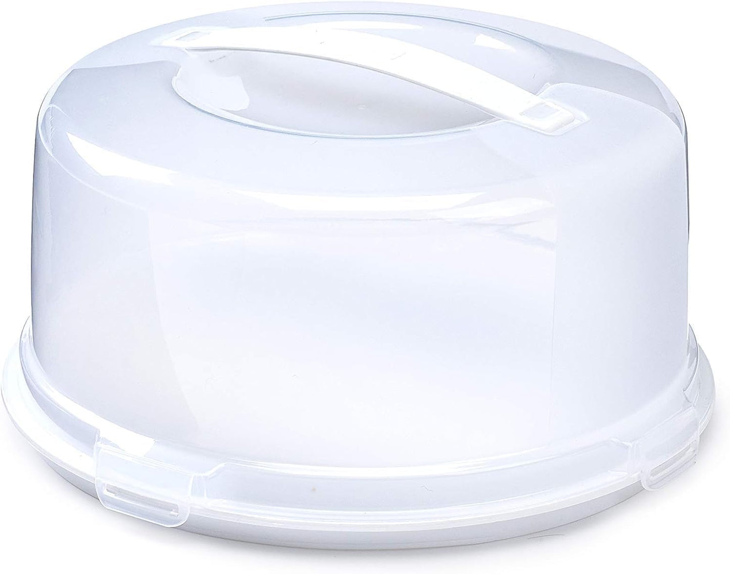 Airtight BPA-free Plastic Reusable Storage Cake Box | Portable Takeaway Food Storage Container with Lid | Cake Carrier with Handle Box | Lockable Cover Box Multipack (Plastic, Three Pack Square)