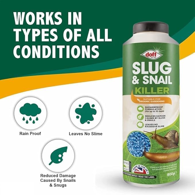 Slug & Snail Killer Max, 800G Powerful Slug Killer Pellets for Protecting Ornamental Plants and Garden Vegetables Snail Repellant Best for Organic Gardening (1Pack)