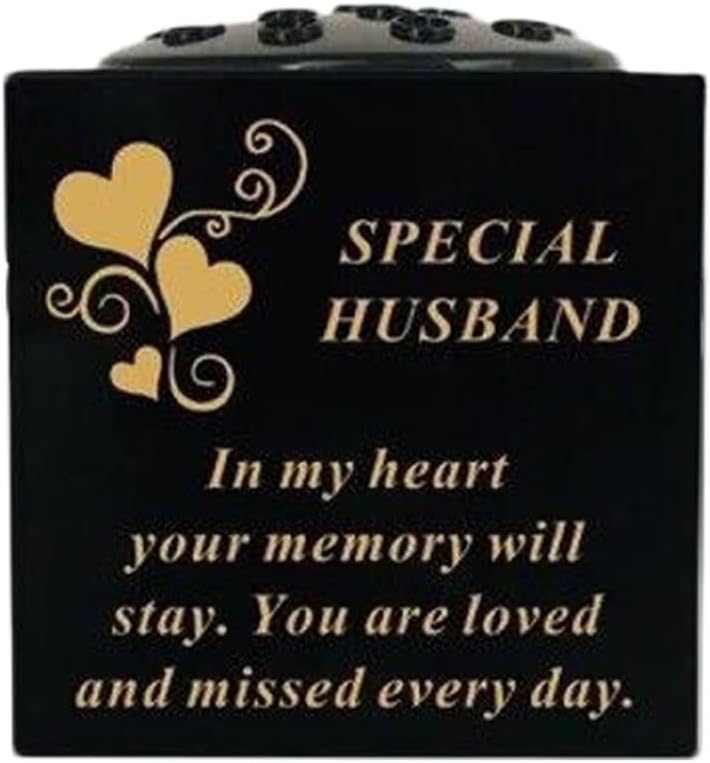 Graveside Memorial Rose Bowl Vase – Weatherproof Grave Flower Container with Removable Lid – Elegant Cemetery Tribute Vase | Remembrance Ornament, Sympathy Gift for Loved One (Husband)