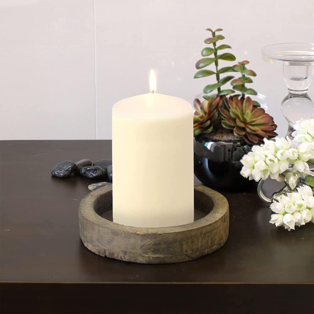 Decorative Long-Lasting Unscented Overdipped Church Pillar Candle Set | Slow Burning Giant Festive Candle for Home Decor with 150 Hr Burn Time | Smokeless Votive Candles | White (White Pack of 6)